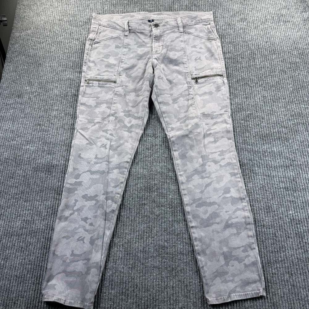 Gap Leggings Womens 10 Gray Camo Denim Jegging Zip Pocket Skinny Stretch Pants
